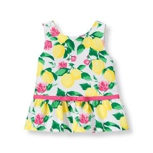 Janie & Jack girls LEMON PEPLUM TOP 12/18m